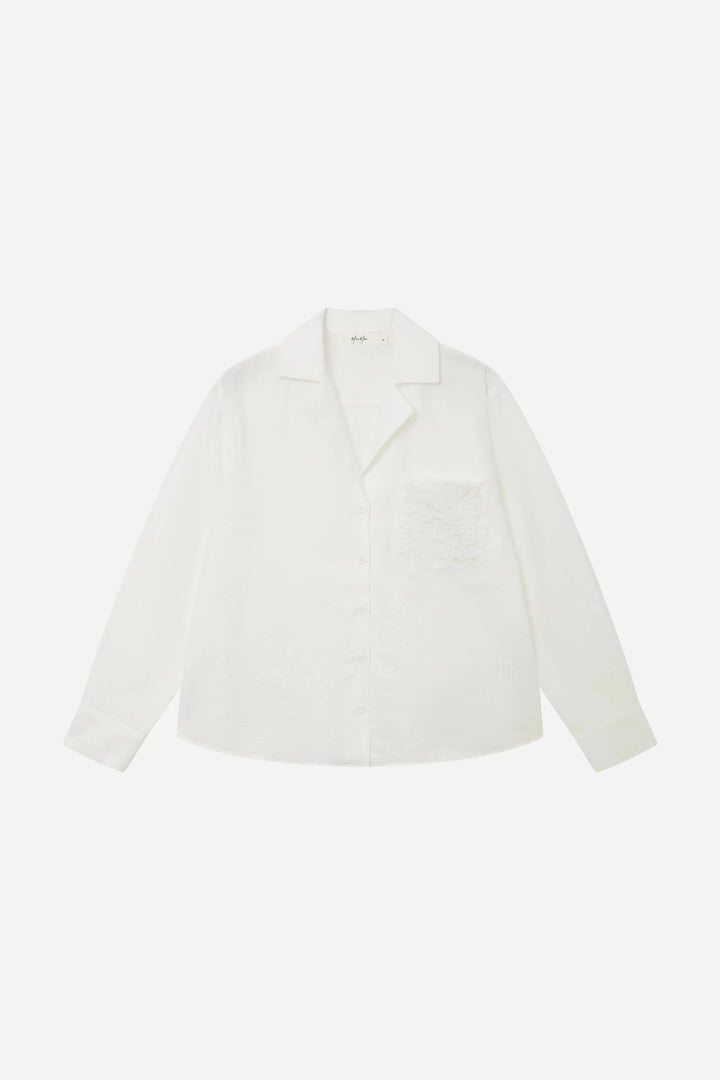 An image of a   11770 Tencel Cotton Blend Embroidered Shirt by  Mirra Masa