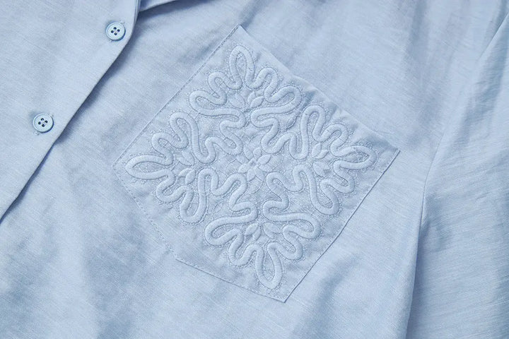 An image of a   11770 Tencel Cotton Blend Embroidered Shirt by  Mirra Masa