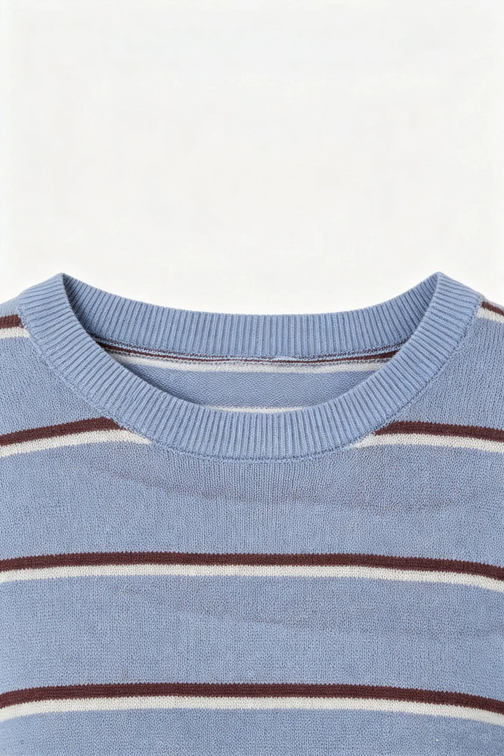 An image of a   11783 Striped Short-Sleeve Knit by  Mirra Masa