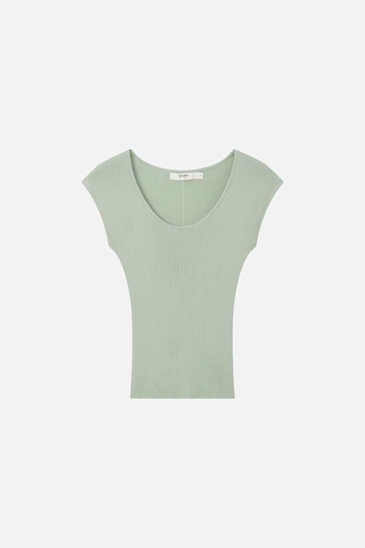 An image of a   11788 Ribbed Scoop Neck Top by  Mirra Masa