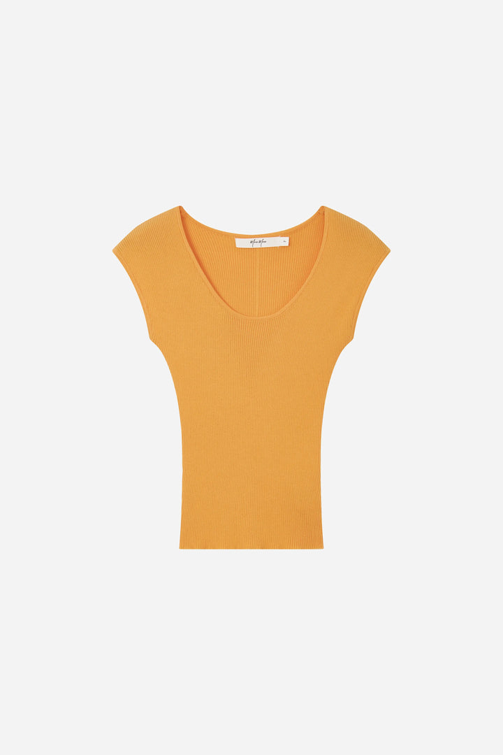 An image of a   11788 Ribbed Scoop Neck Top by  Mirra Masa