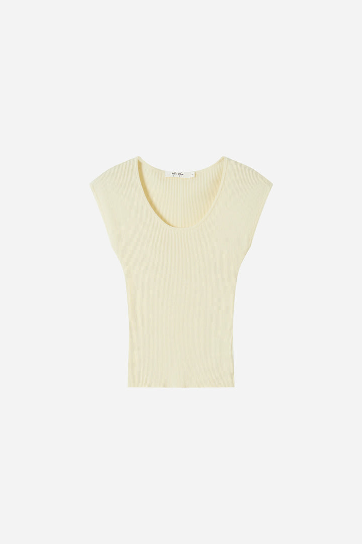 An image of a   11788 Ribbed Scoop Neck Top by  Mirra Masa