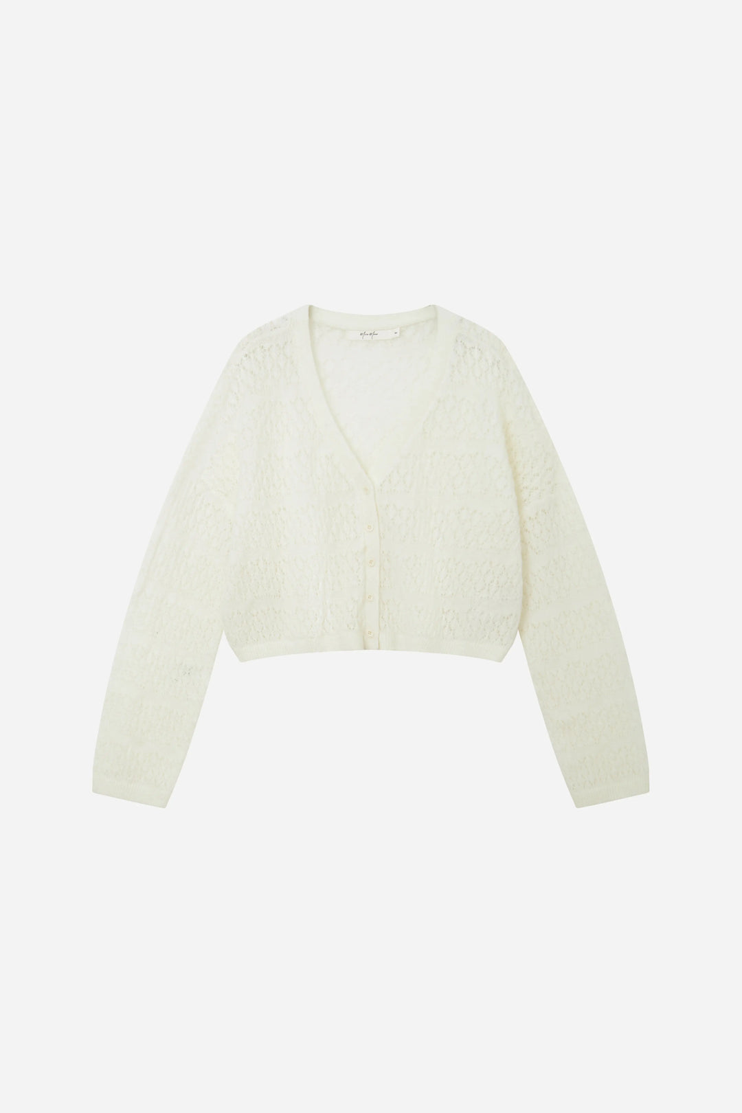 An image of a   11855 Pointelle Knit Wool Blend Cardigan by  Mirra Masa