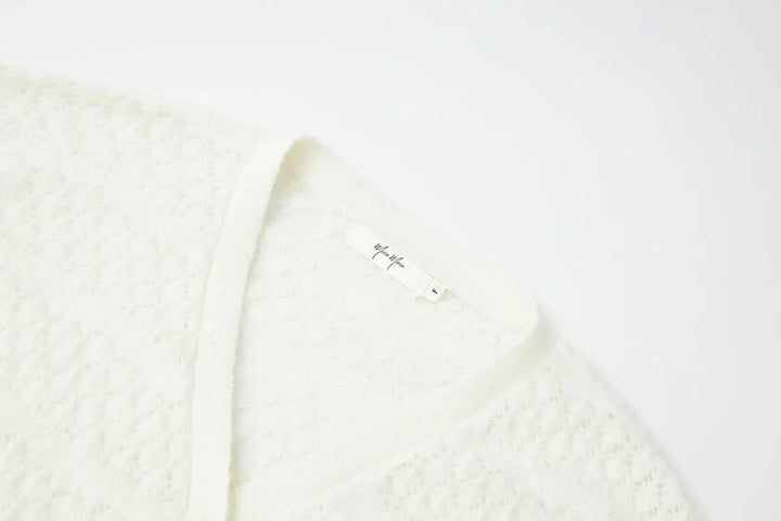 An image of a   11855 Pointelle Knit Wool Blend Cardigan by  Mirra Masa
