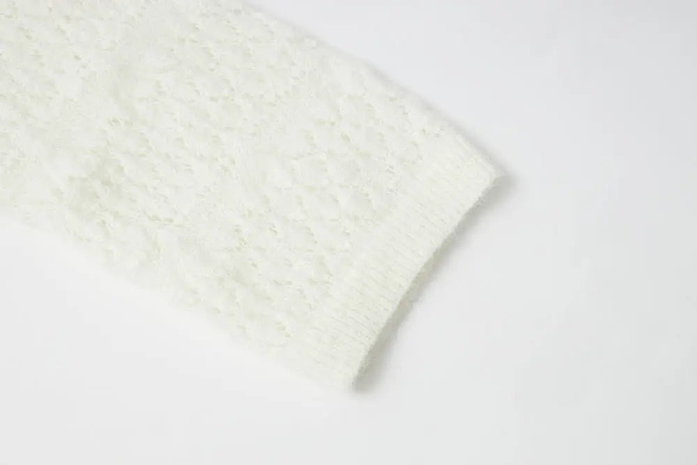 An image of a   11855 Pointelle Knit Wool Blend Cardigan by  Mirra Masa