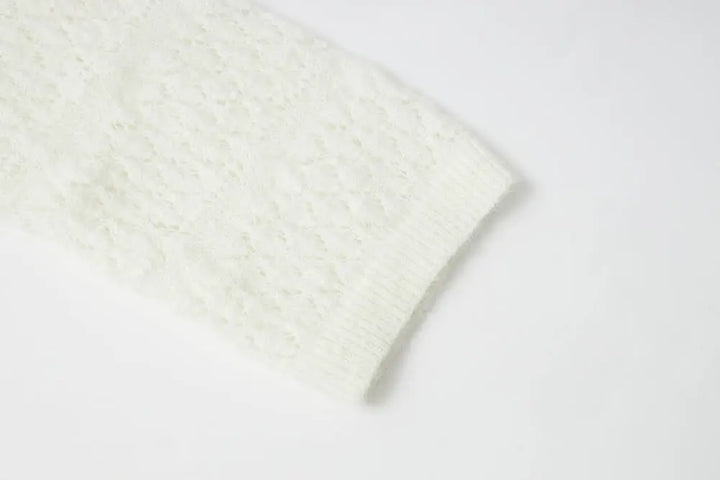 An image of a   11855 Pointelle Knit Wool Blend Cardigan by  Mirra Masa