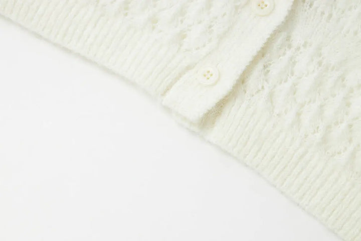 An image of a   11855 Pointelle Knit Wool Blend Cardigan by  Mirra Masa