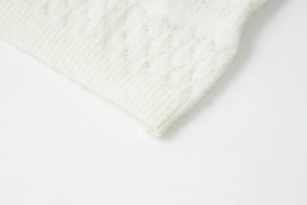 An image of a   11855 Pointelle Knit Wool Blend Cardigan by  Mirra Masa