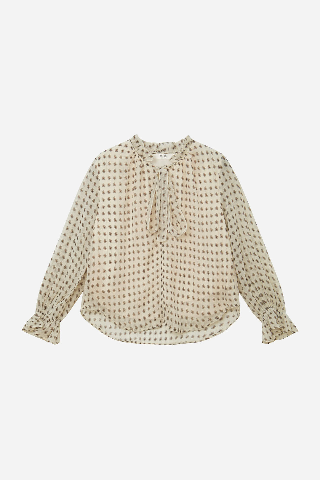 An image of a   11865 Ruffle Neck Polka Dot Blouse by  Mirra Masa