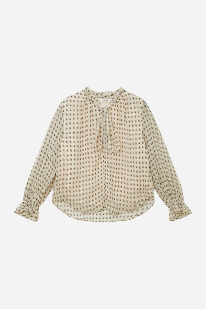 11865 Ruffle Neck Polka Dot Blouse