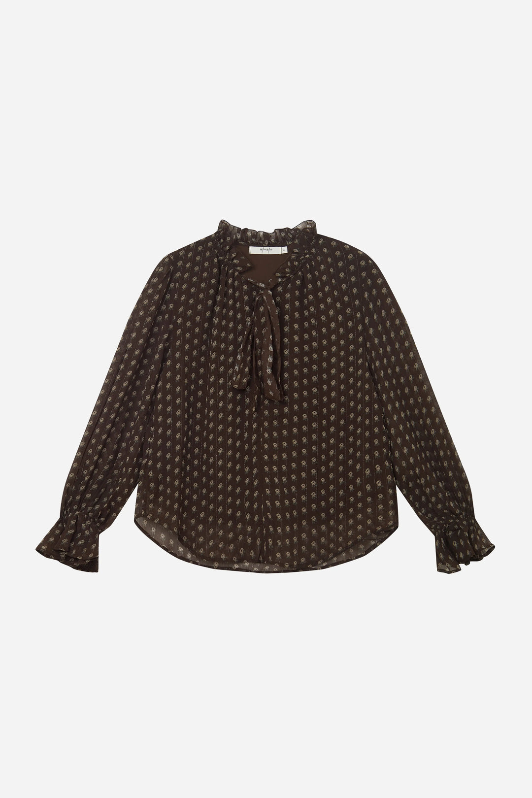 An image of a   11865 Ruffle Neck Polka Dot Blouse by  Mirra Masa