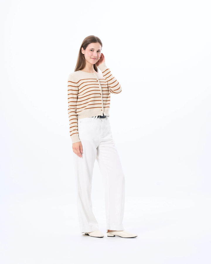 An image of a   11883 Striped Cardigan by  Mirra Masa