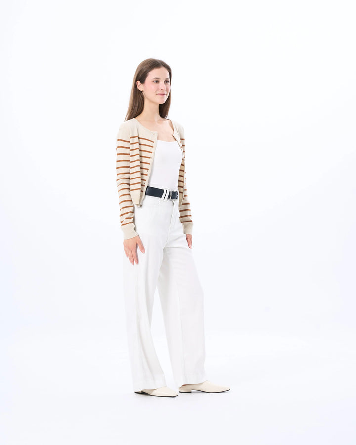 An image of a   11883 Striped Cardigan by  Mirra Masa