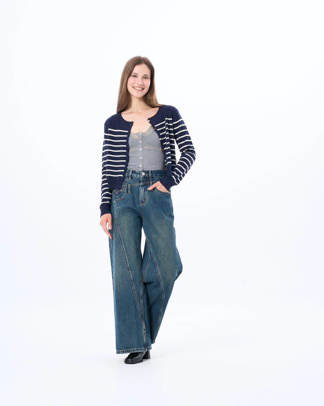 An image of a   11883 Striped Cardigan by  Mirra Masa