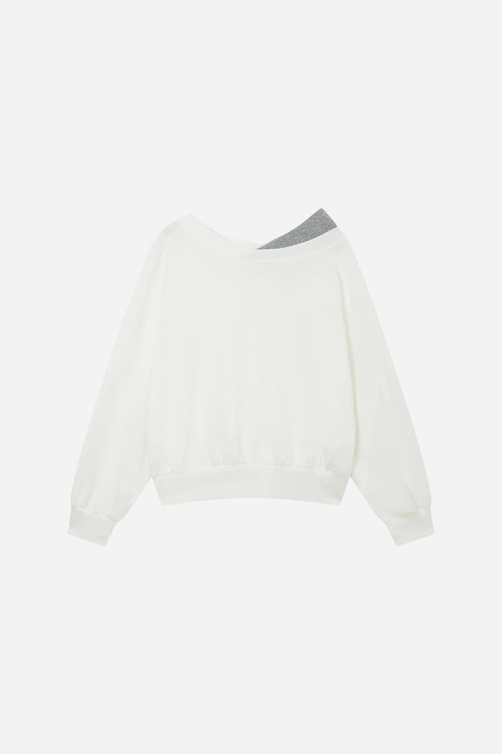 An image of a   11887 Layered Boatneck Sweatshirt by  Mirra Masa