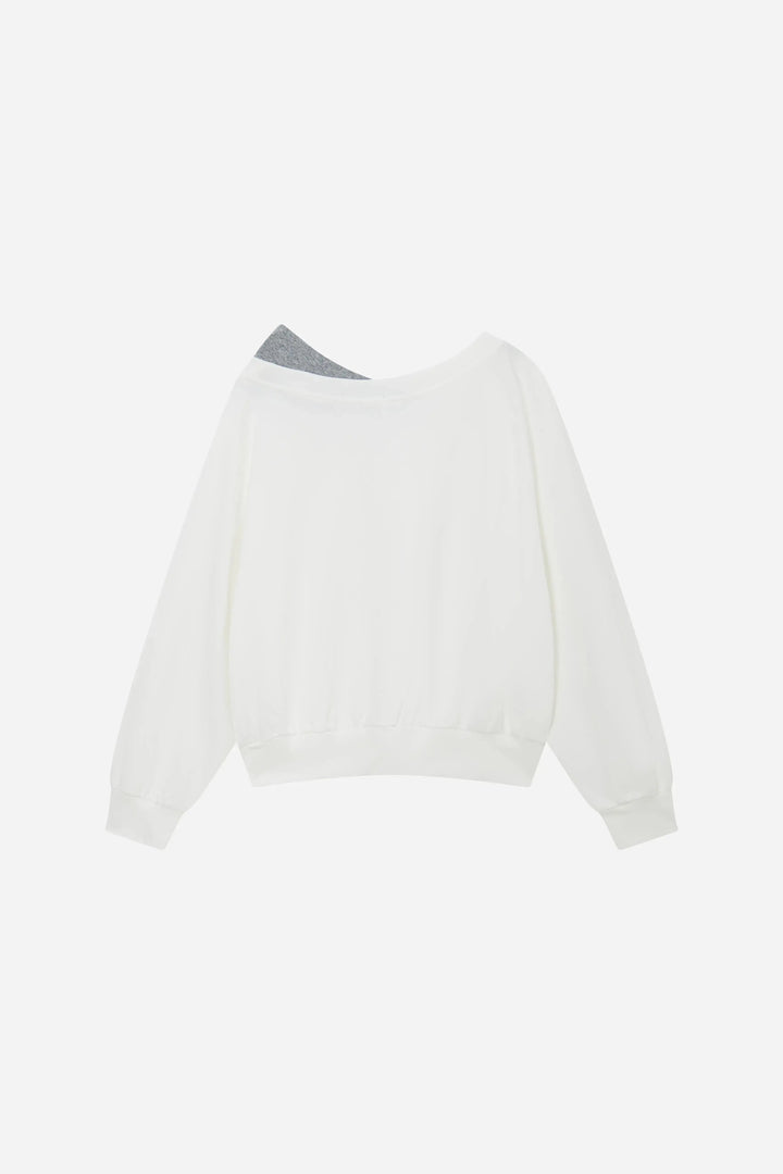 An image of a   11887 Layered Boatneck Sweatshirt by  Mirra Masa