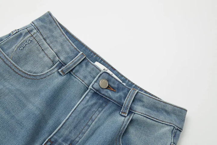 An image of a   12085 Light Wash Straight Leg Jeans by  Mirra Masa