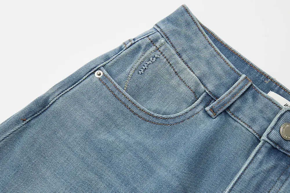 An image of a   12085 Light Wash Straight Leg Jeans by  Mirra Masa
