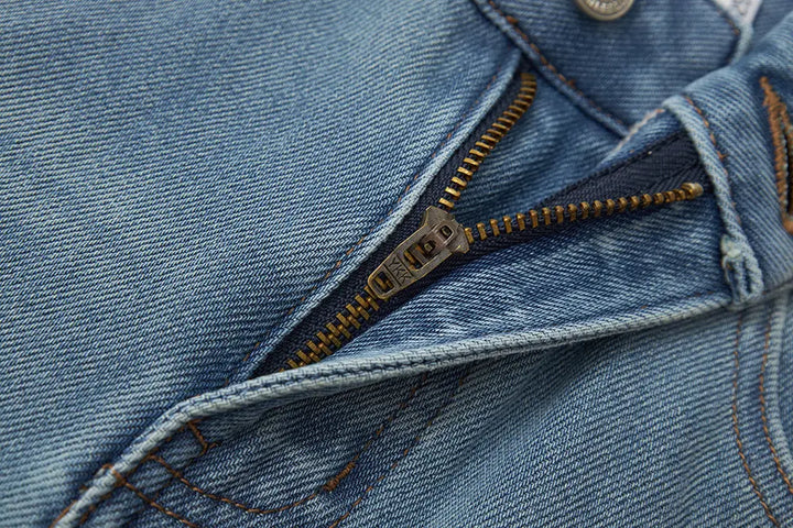 An image of a   12085 Light Wash Straight Leg Jeans by  Mirra Masa