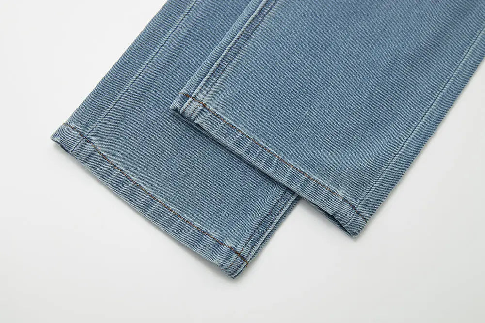 An image of a   12085 Light Wash Straight Leg Jeans by  Mirra Masa