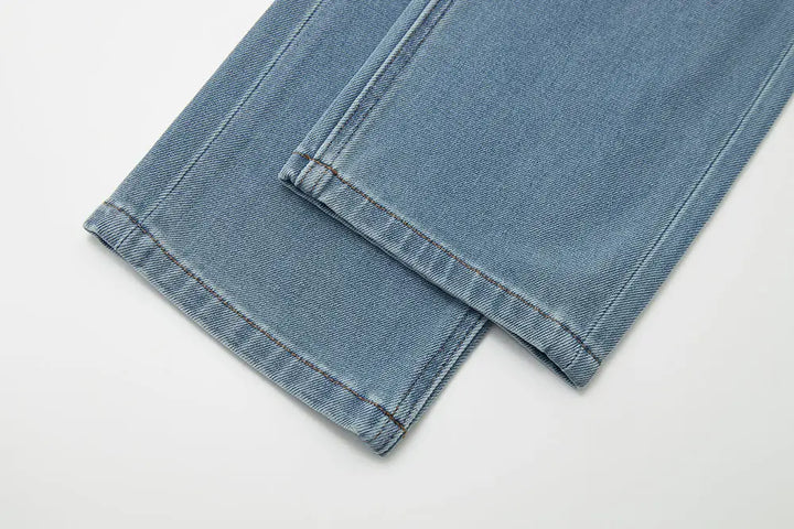 An image of a   12085 Light Wash Straight Leg Jeans by  Mirra Masa