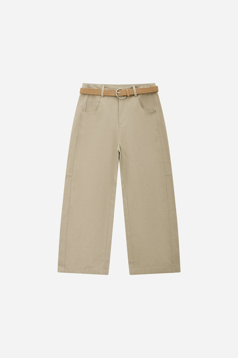 12304 Belted Wide Leg Cotton Pants