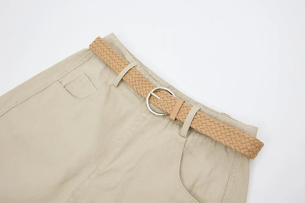 An image of a   12304 Belted Wide Leg Cotton Pants by  Mirra Masa