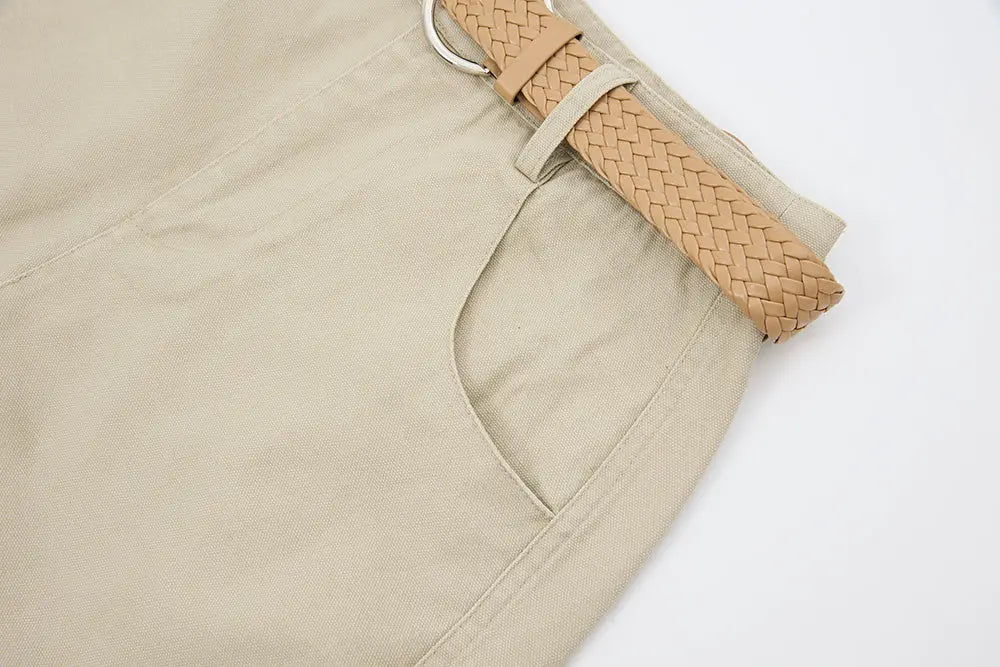 An image of a   12304 Belted Wide Leg Cotton Pants by  Mirra Masa