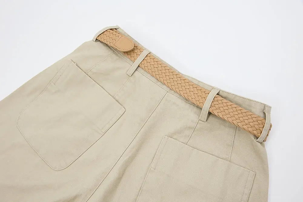 An image of a   12304 Belted Wide Leg Cotton Pants by  Mirra Masa