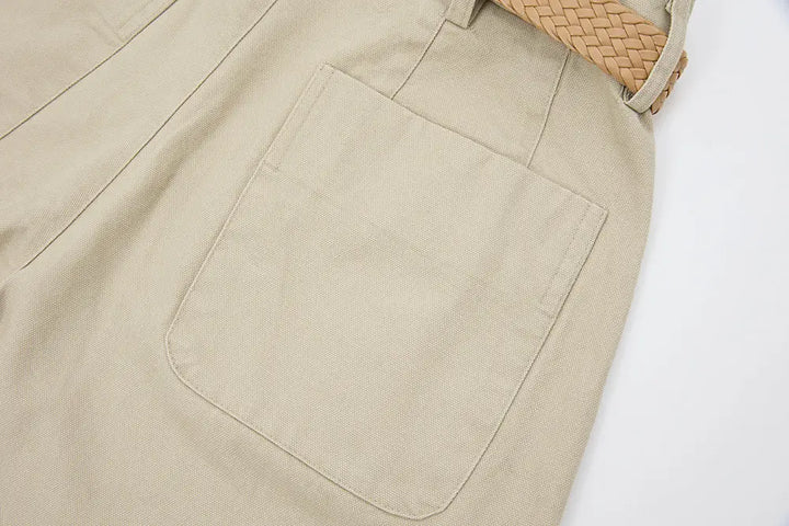 An image of a   12304 Belted Wide Leg Cotton Pants by  Mirra Masa