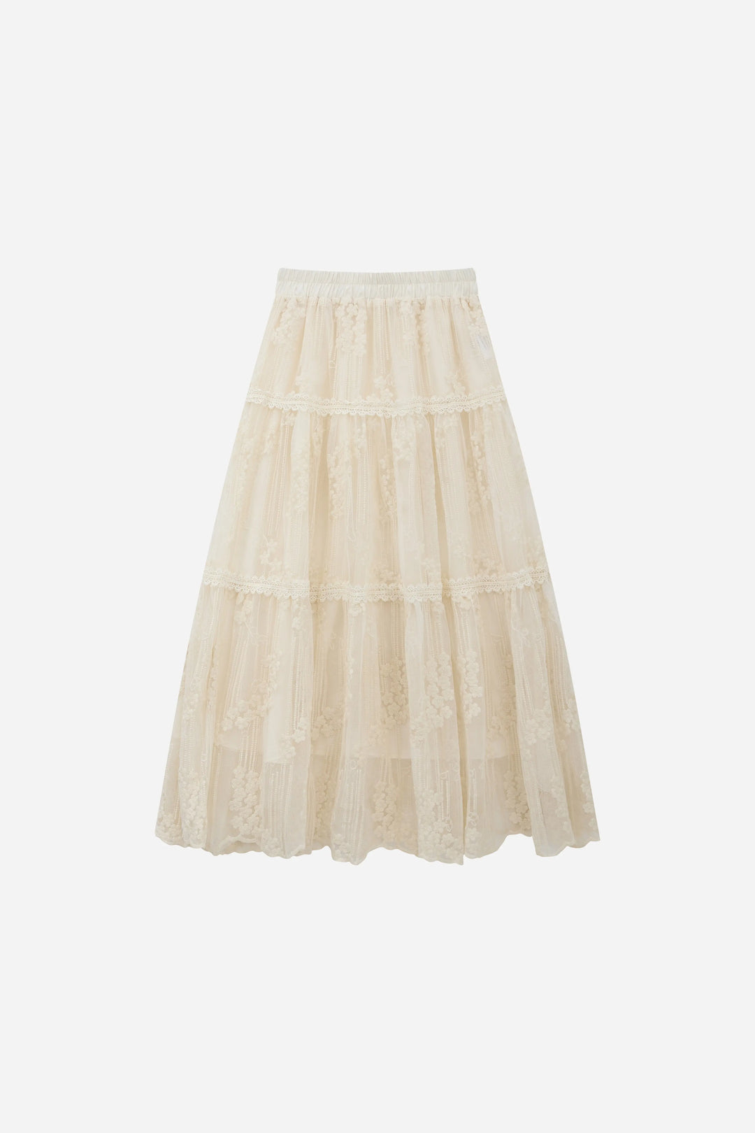 An image of a   12329 Cotton Broderie Tiered Maxi Skirt by  Mirra Masa