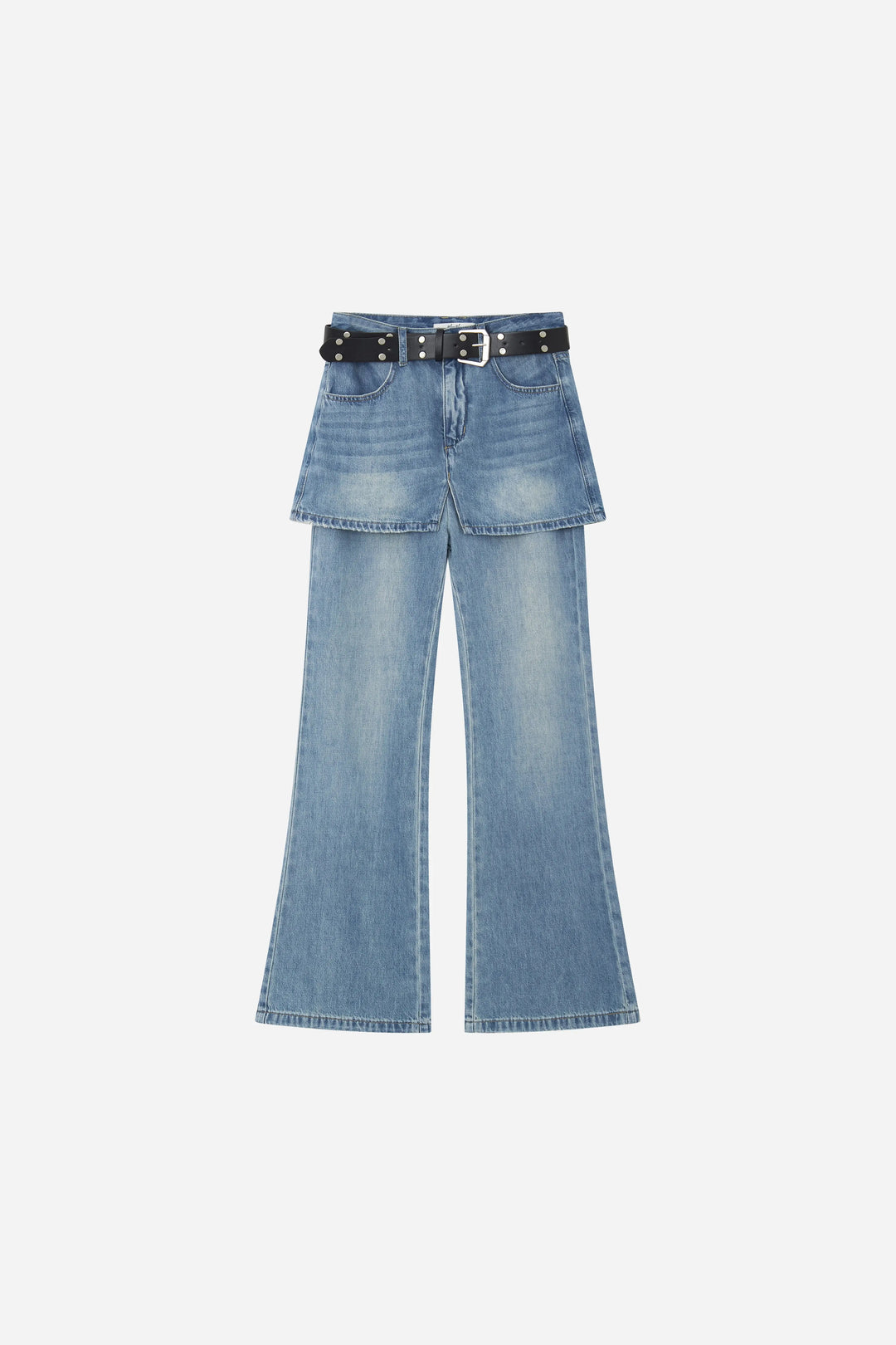 An image of a   12393 Skirt Overlay Straight Jeans by  Mirra Masa