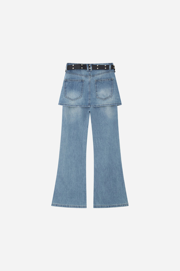 An image of a   12393 Skirt Overlay Straight Jeans by  Mirra Masa