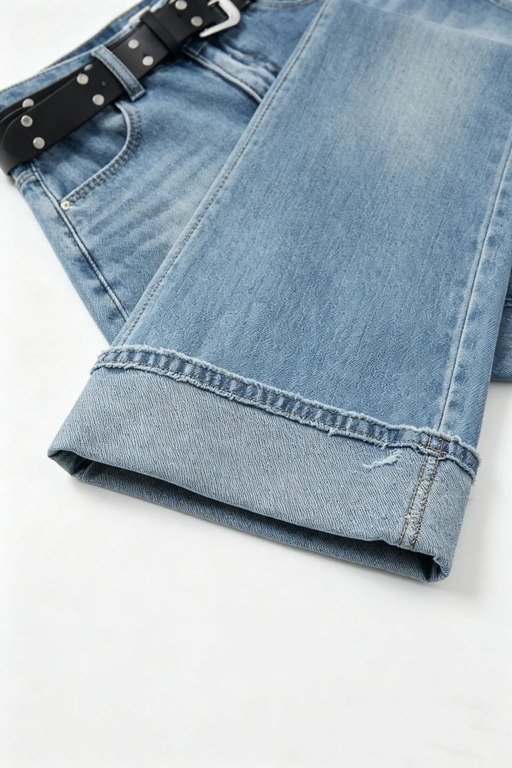 An image of a   12393 Skirt Overlay Straight Jeans by  Mirra Masa