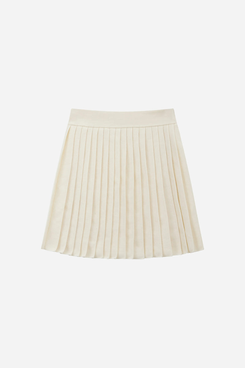 12497 Solid Wool Blend Pleated Skirt