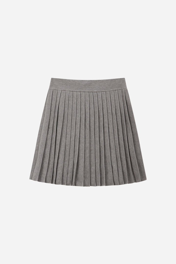 An image of a   12497 Solid Wool Blend Pleated Skirt by  Mirra Masa