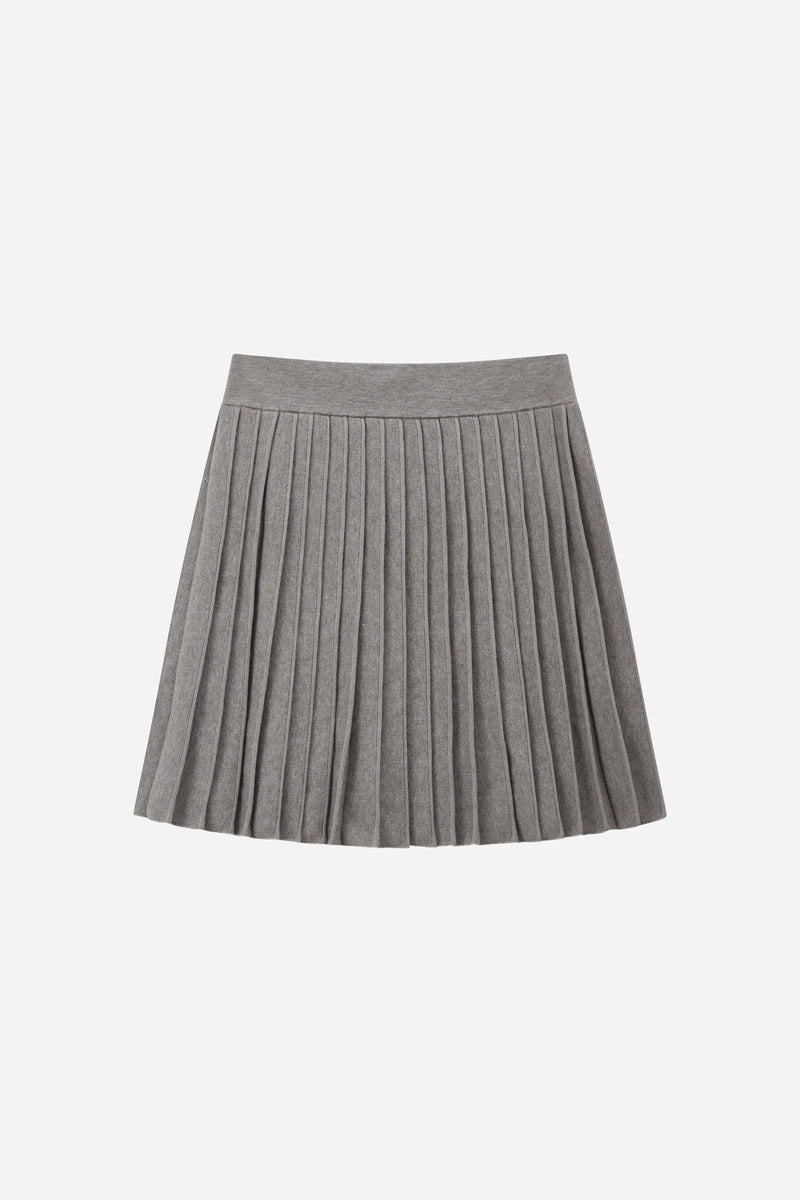 12497 Solid Wool Blend Pleated Skirt