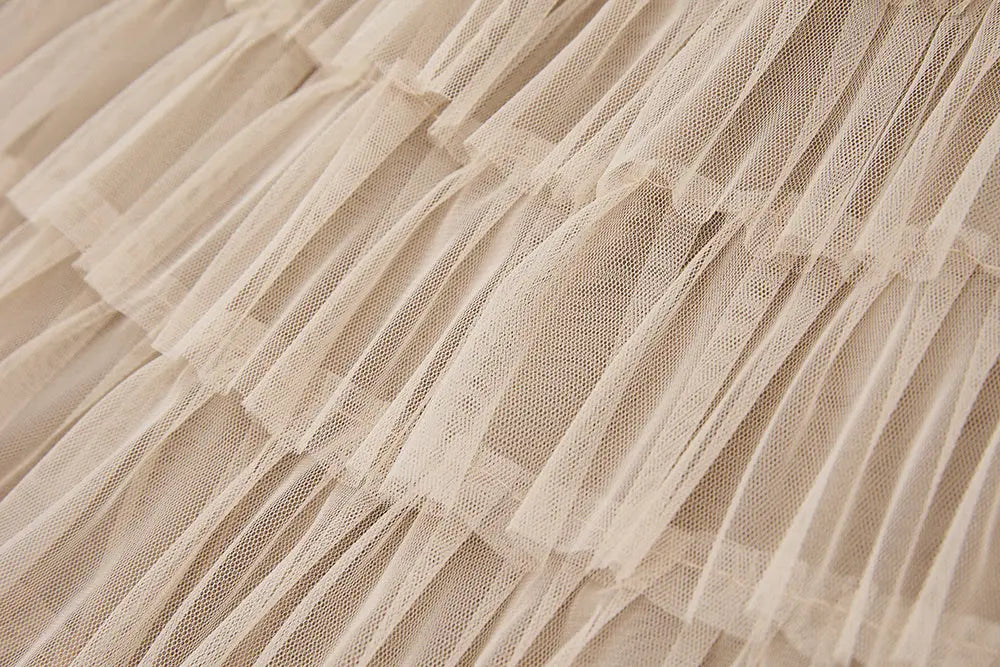 An image of a   12611 Tiered Tulle Maxi Skirt by  Mirra Masa