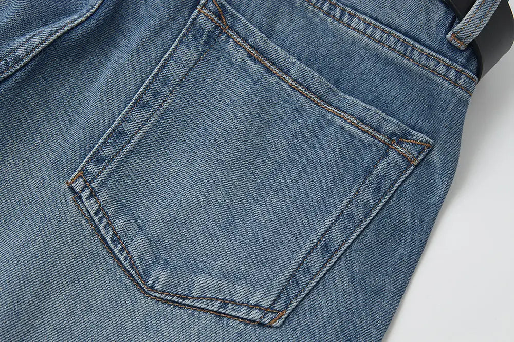 An image of a   12670 Belted Wide Leg Raw Hem Jeans by  Mirra Masa