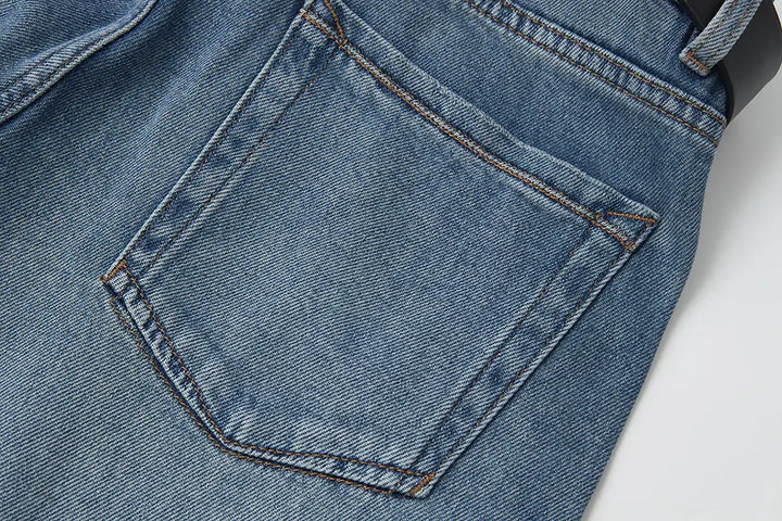 An image of a   12670 Belted Wide Leg Raw Hem Jeans by  Mirra Masa