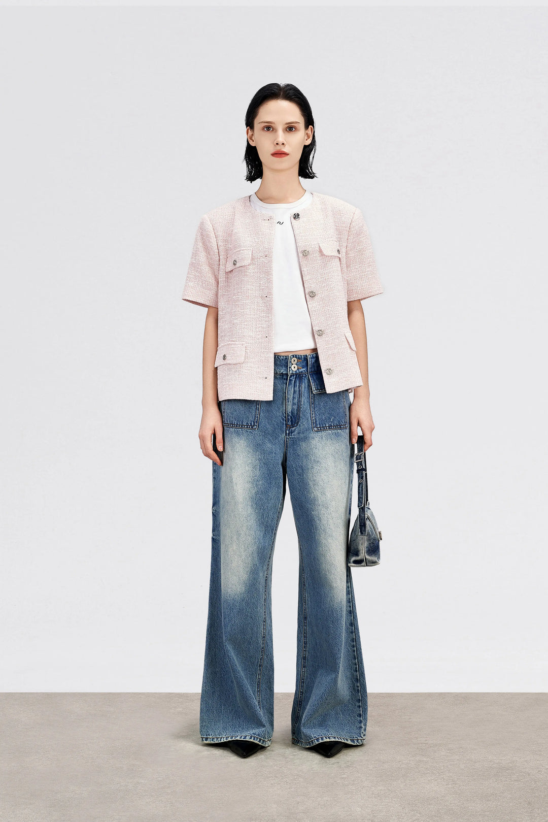 An image of a   12887 Wide Leg Patch Pocket Jeans by  Mirra Masa