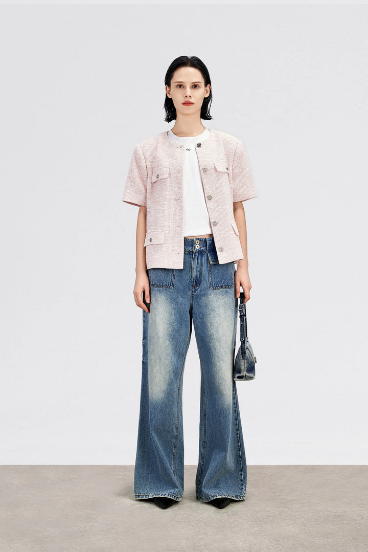 An image of a   12887 Wide Leg Patch Pocket Jeans by  Mirra Masa