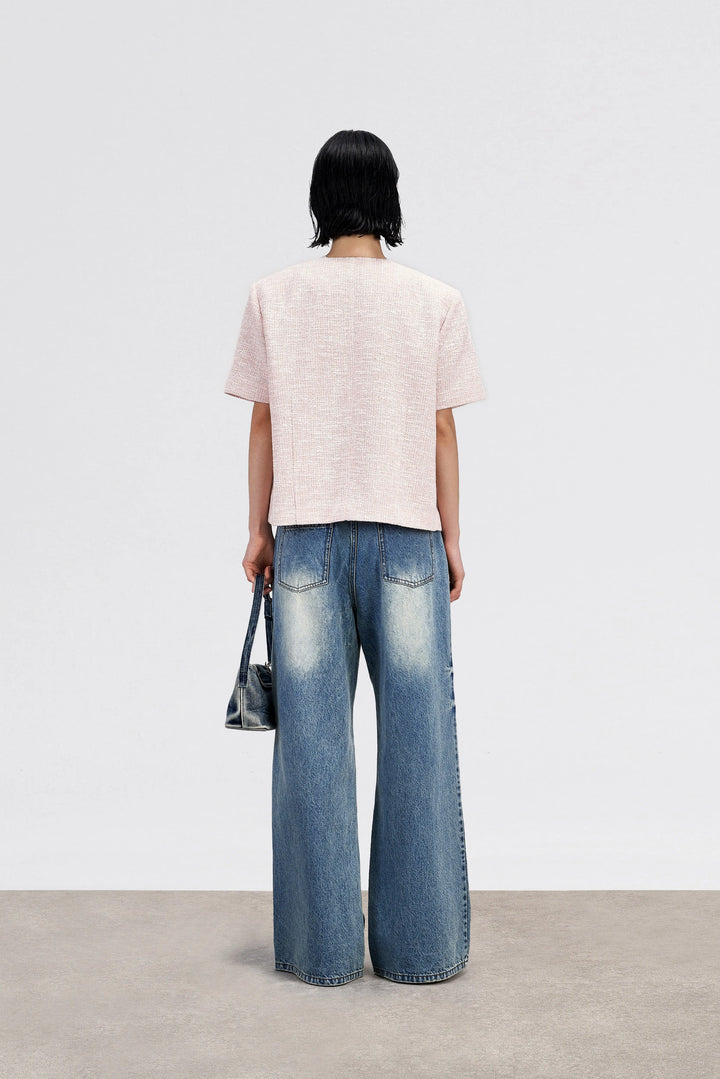 An image of a   12887 Wide Leg Patch Pocket Jeans by  Mirra Masa