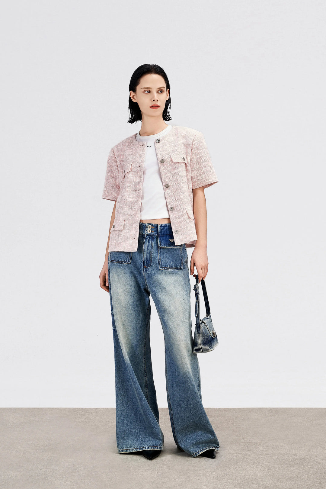 An image of a   12887 Wide Leg Patch Pocket Jeans by  Mirra Masa