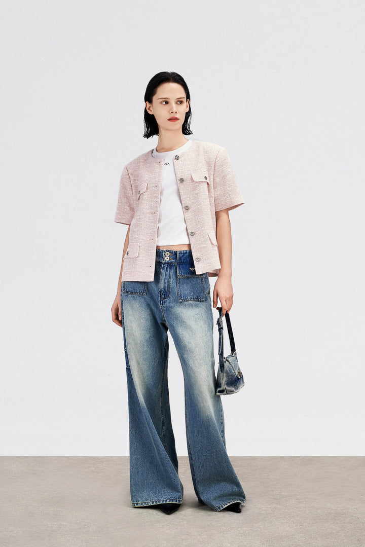 An image of a   12887 Wide Leg Patch Pocket Jeans by  Mirra Masa