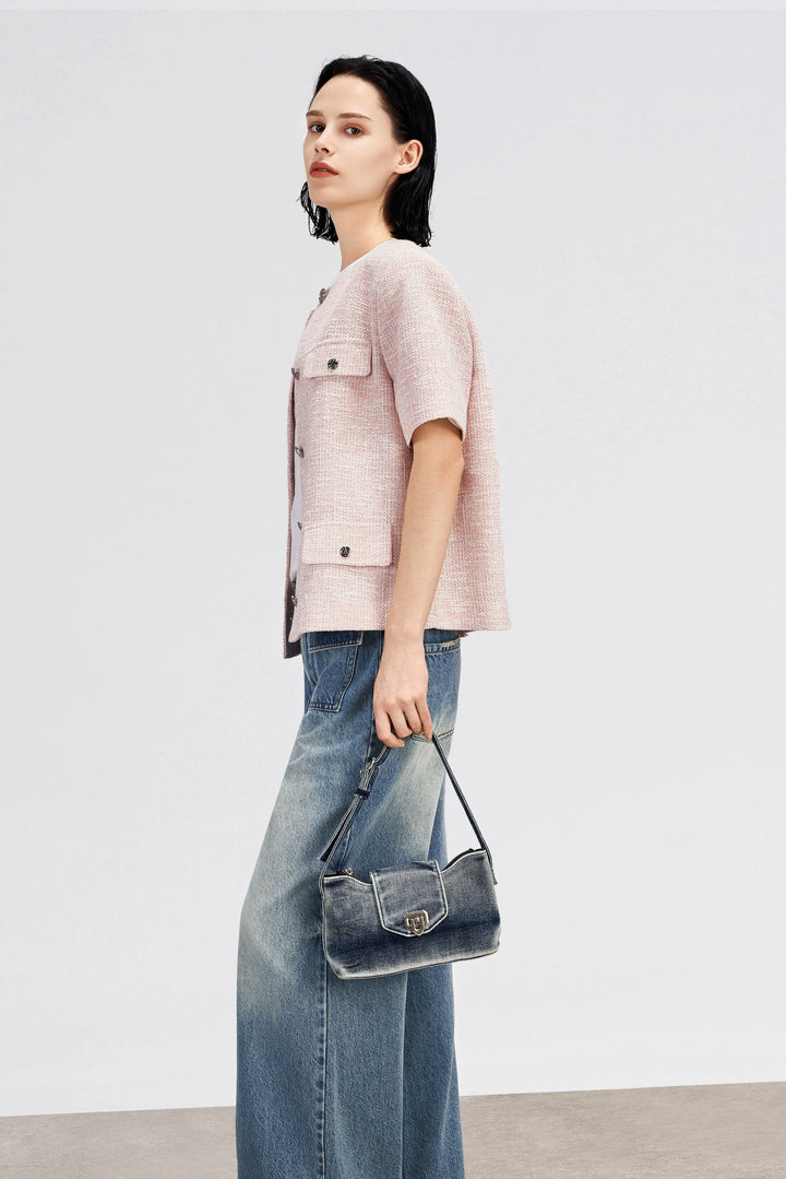 An image of a   12887 Wide Leg Patch Pocket Jeans by  Mirra Masa