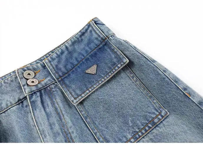 An image of a   12887 Wide Leg Patch Pocket Jeans by  Mirra Masa