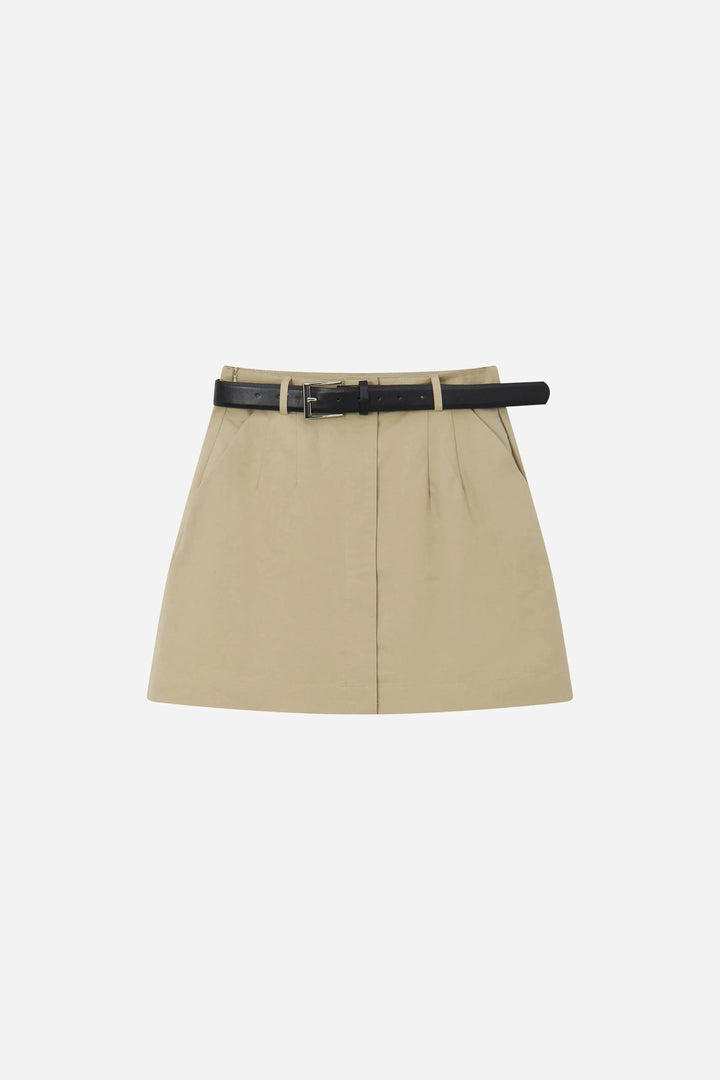 An image of a   12919 Belted A-Line Mini Skirt by  Mirra Masa