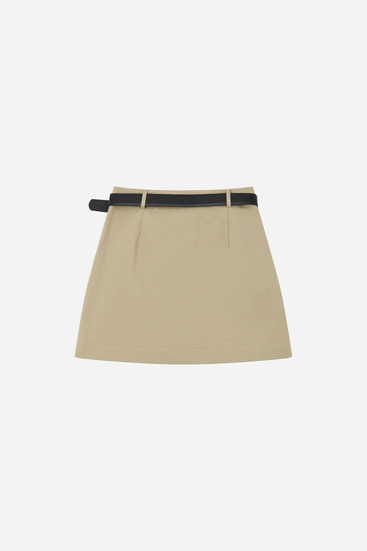 An image of a   12919 Belted A-Line Mini Skirt by  Mirra Masa