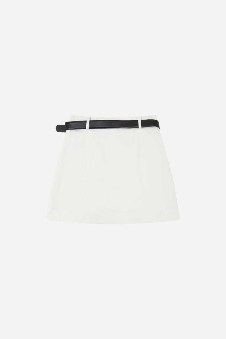 An image of a   12919 Belted A-Line Mini Skirt by  Mirra Masa